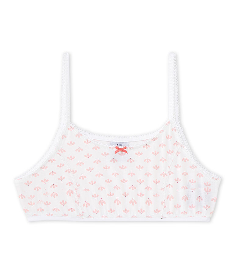 Brassi&egrave;re bambina stampata bianco/rosa/multicolore