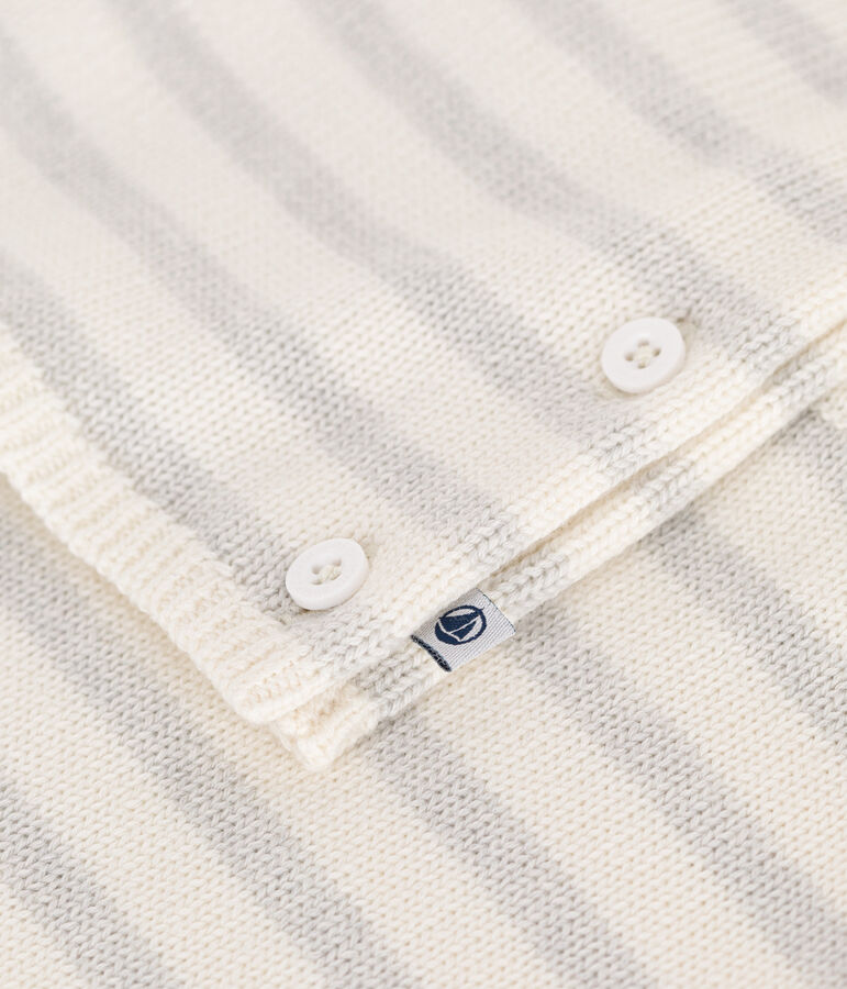 Completo 2 pezzi in maglia di lana e cotone neonato bianco/beige