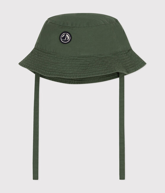 Cappellino alla pescatora a tinta unita da legare in cotone bebè verde CROCO