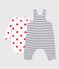 Set composto da salopette/body a righe e body con stampa a cuori neonato bianco MARSHMALLOW/blu SMOKING