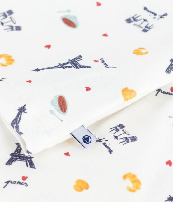 Pigiama corto in cotone con stampa Parigi bambino bianco MARSHMALLOW/bianco MULTICO