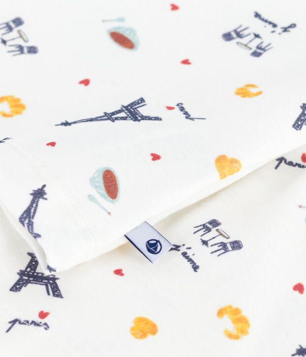 Pigiama corto in cotone con stampa Parigi bambino bianco/multicolore