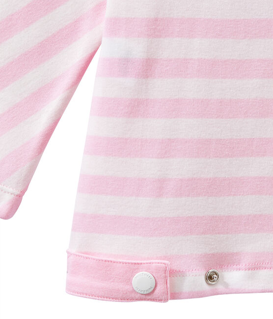 T-shirt donna maniche a 3/4 a righe rosa BABYLONE/bianco MARSHMALLOW