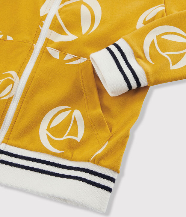 Felpa con cerniera bambino giallo/bianco