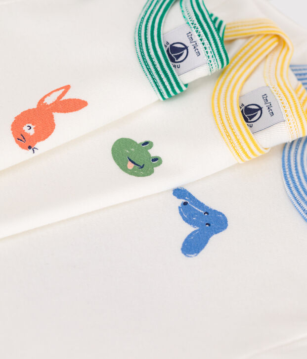 Set da 3 body a maniche corte in cotone con animali neonato multicolore