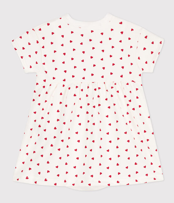Abito in tessuto felpato bebè con body integrato bianco MARSHMALLOW/rosso PEPS