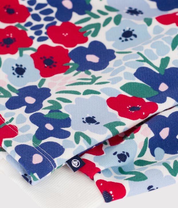 Felpa in cotone con stampa a fiori bambina bianco/multicolore