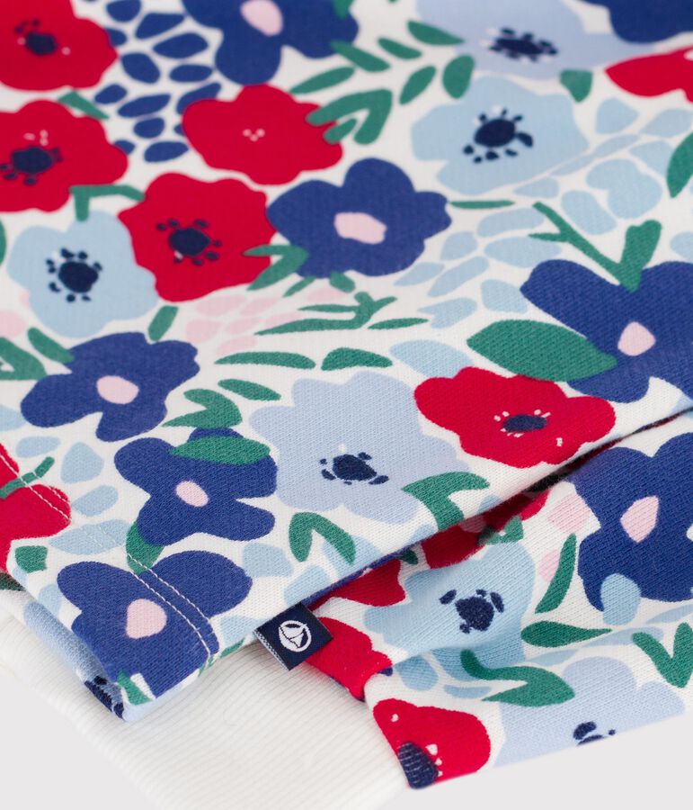 Felpa in cotone con stampa a fiori bambina bianco/multicolore