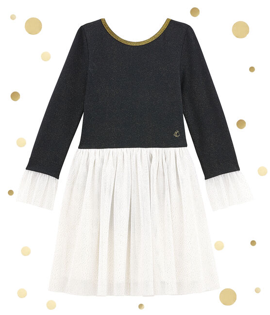 Abito doppio tessuto con paillettes blu SMOKING/giallo DORE