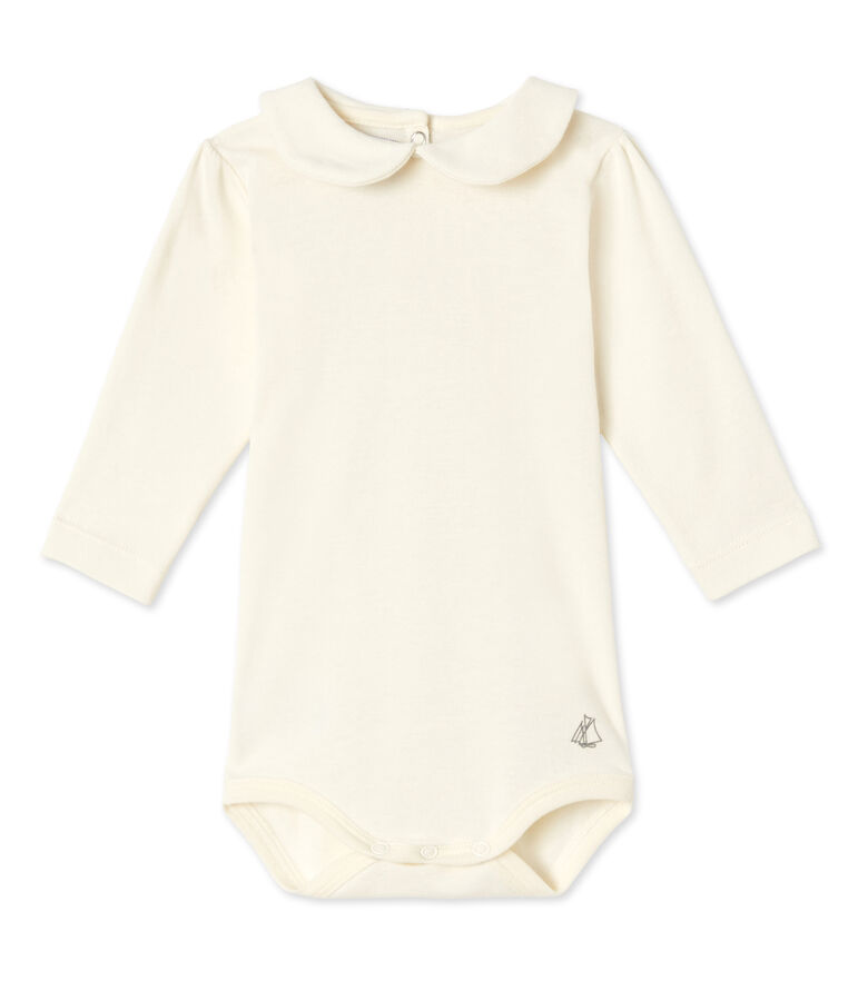 Body beb&eacute; femmina con colletto claudine bianco