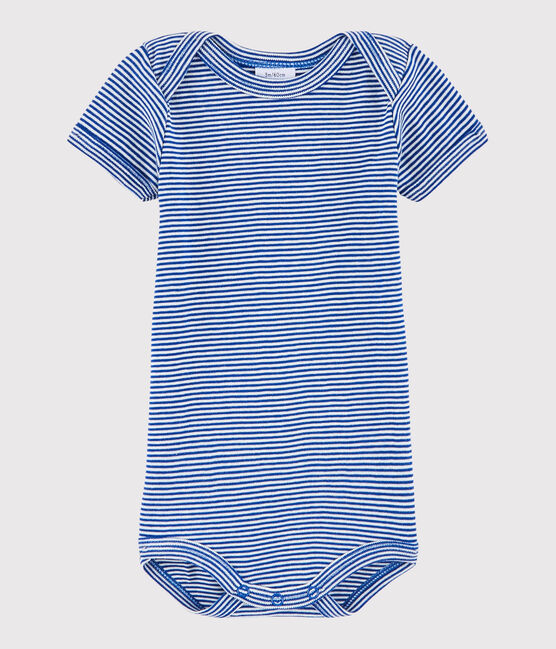 Body manica corta bebè maschietto blu SURF/bianco LAIT