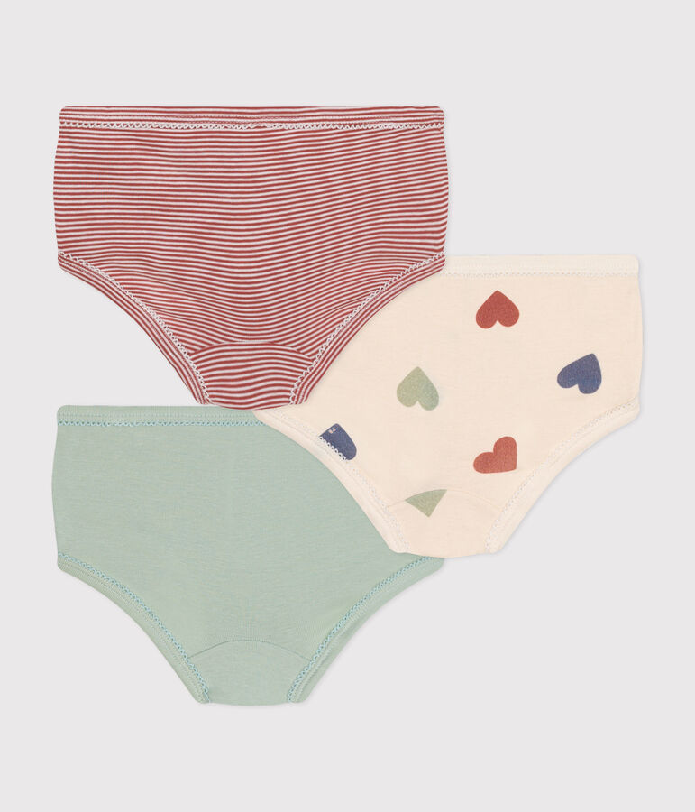 Confezione da 3 culotte a vita alta cuori in cotone bambino multicolore