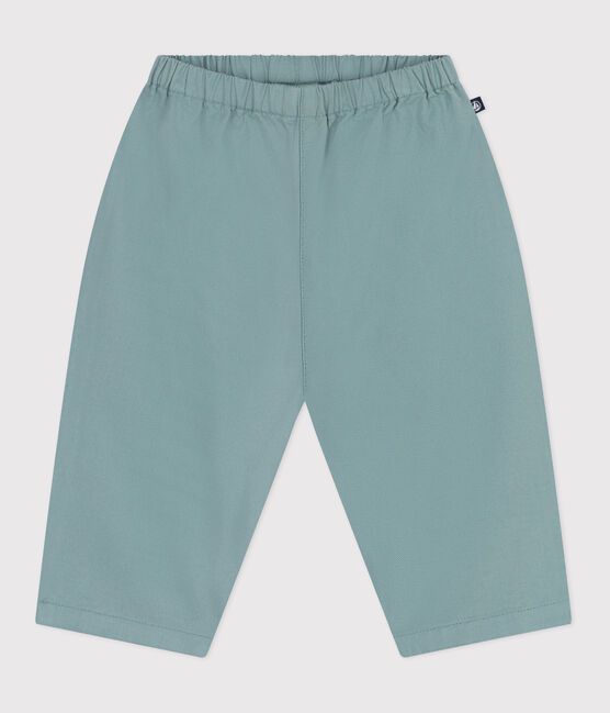 Pantaloni in misto cotone e lino tinta unita neonato verde PAUL
