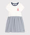 Abito a maniche corte in cotone bambina bianco MARSHMALLOW/blu MEDIEVAL