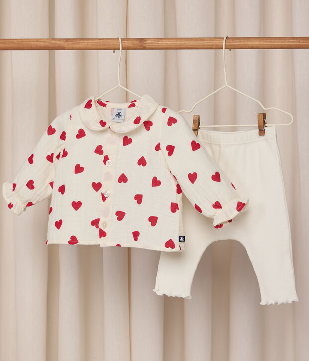 Set 2 pezzi lungo in cotone composto da camicetta con stampa e leggings multicolore