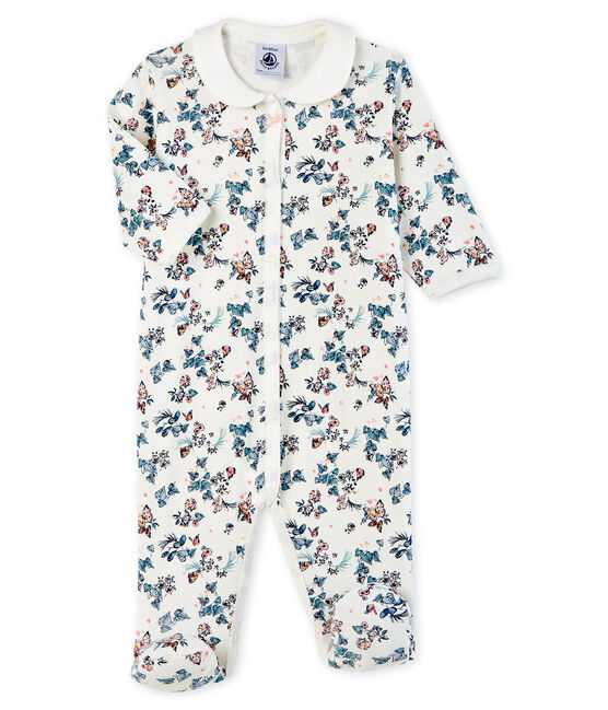 Tutina bebè femmina a costine bianco MARSHMALLOW/bianco MULTICO