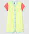 Tutina corta millerighe gialla bebè a costine giallo SUNNY/bianco MARSHMALLOW