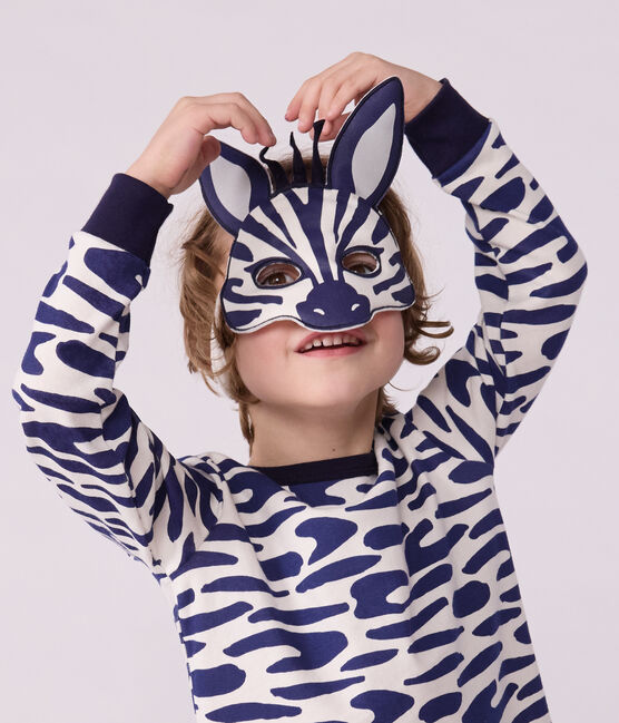 Pigiama travestimento bambino in cotone con zebra stampata blu MILK/ SOIR