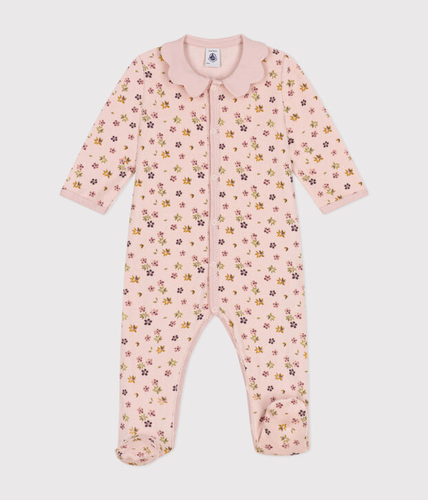 Pigiama in velluto con stampa a fiori neonato rosa/multicolore