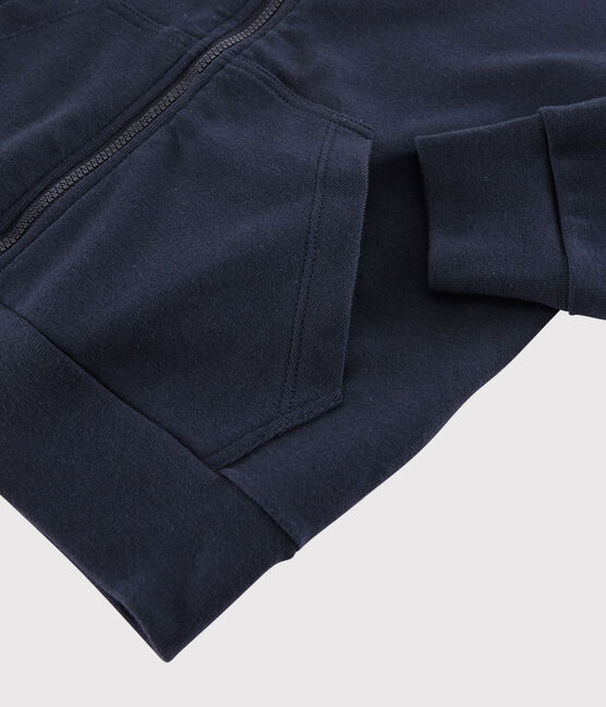 Felpa con zip e cappuccio in cotone bambino blu SMOKING