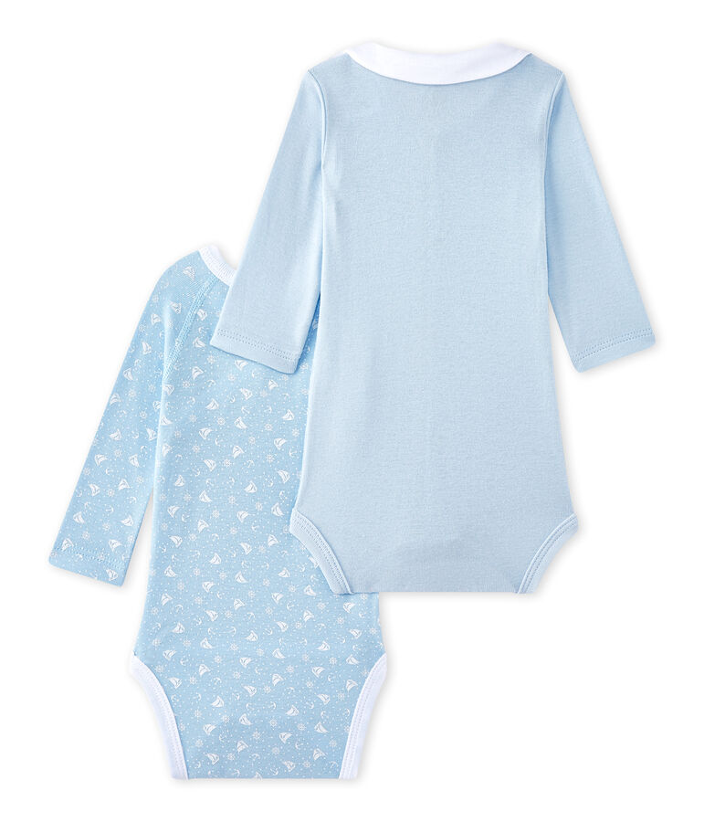 Lotto di 2 bodies nascita maniche lunghe beb&eacute; maschio bianco LOT