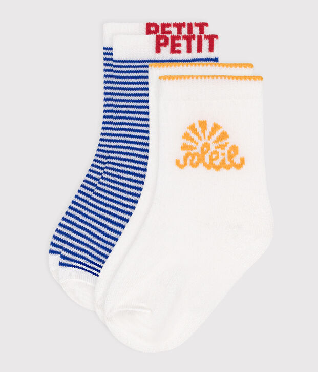 2 paia di calzini in cotone a righe neonato multicolore