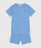 Pigiama short bambino in cotone rigato DELPHINIUM/ MARSHMALLOW