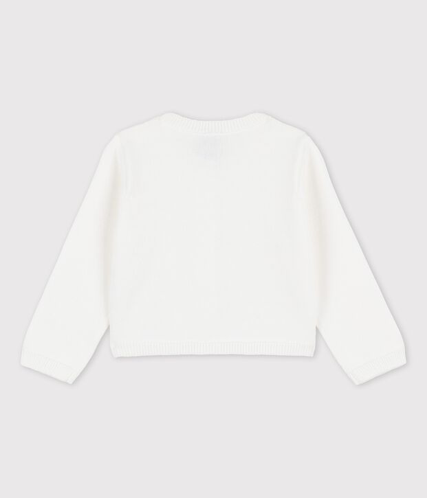 Cardigan beb&egrave; in raffinato tricot bianco