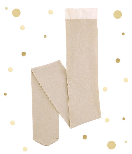 Collant in microfibra per bambina bianco MARSHMALLOW/giallo DORE