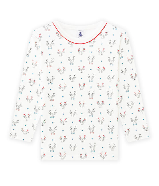 T-shirt per bambino a maniche lunghe stampata bianco LAIT/bianco MULTICO