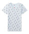 T-shirt fille imprimé en jersey stretch blu FRAICHEUR/bianco MULTICO