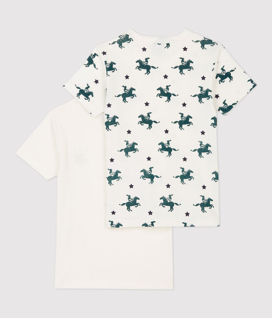 Cofezione da 2 t-shirt bambino a maniche corte fantasia cavalieri in cotone variante 1