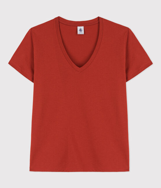 T-shirt LE DROIT in cotone con scollo a V Donna rosso HARISSA
