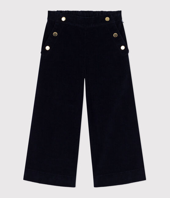 Pantaloni in velluto tinta unita bambina blu SMOKING