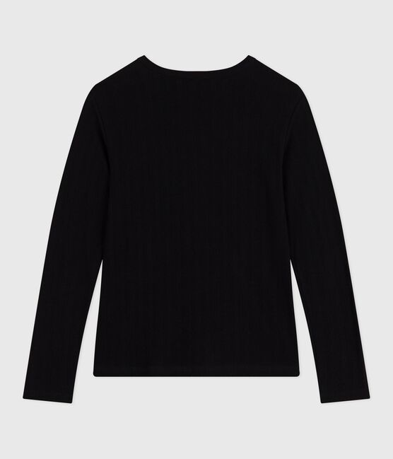 T-shirt L'Iconique a maniche lunghe in cotone traforato donna nero BLACK