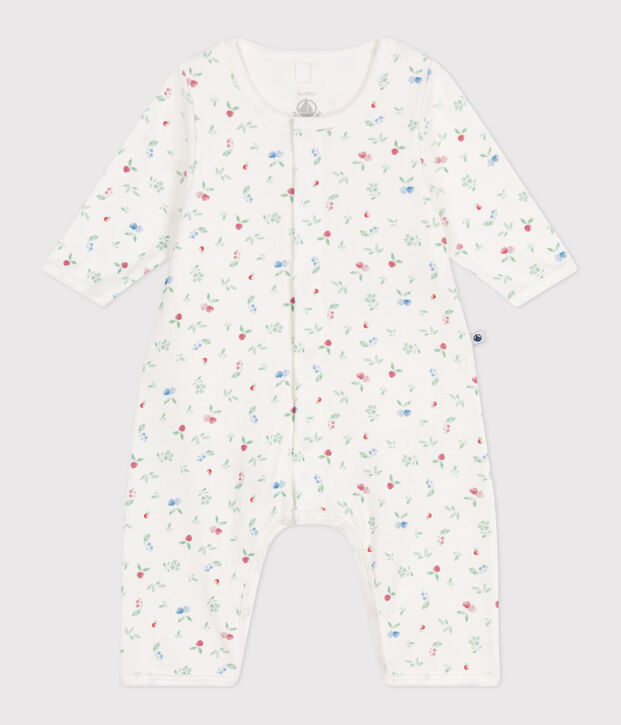 Bodyjama senza piedini in cotone con frutti neonato bianco/multicolore