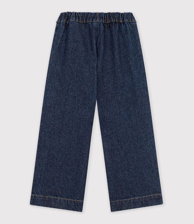 Pantaloni a gamba ampia in denim bambina blu