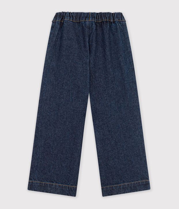 Pantaloni a gamba ampia in denim bambina blu