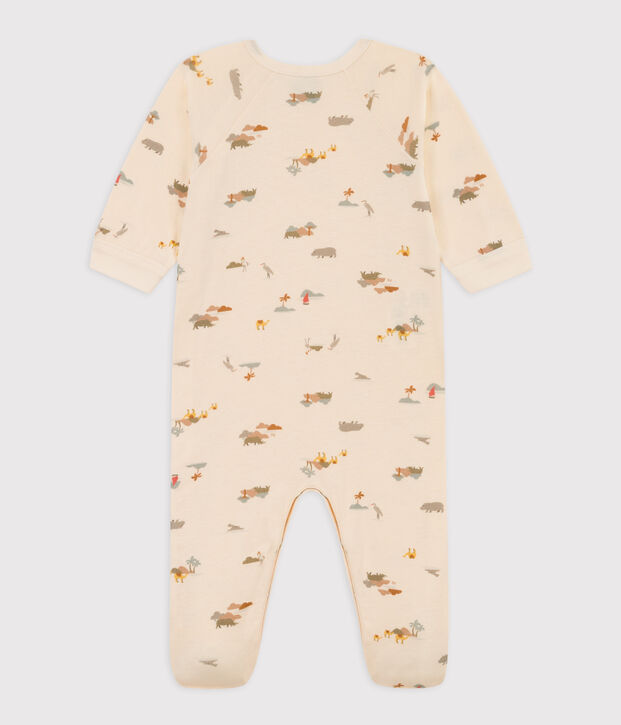 Tutina pigiama fantasia in cotone ecru/multicolore