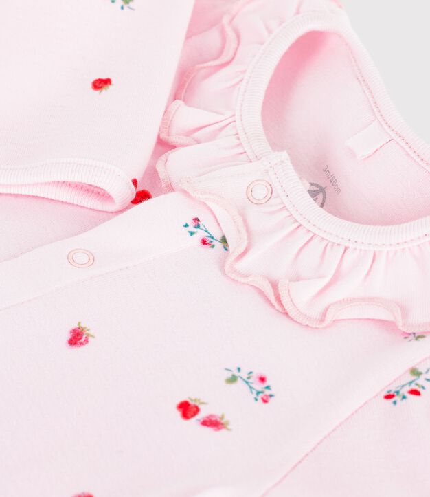 Pigiama in cotone con colletto a fiori neonato rosa/multicolore
