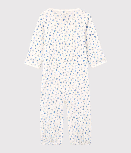 Combisac ciliegie bebè in cotone biologico bianco MARSHMALLOW/blu COOL