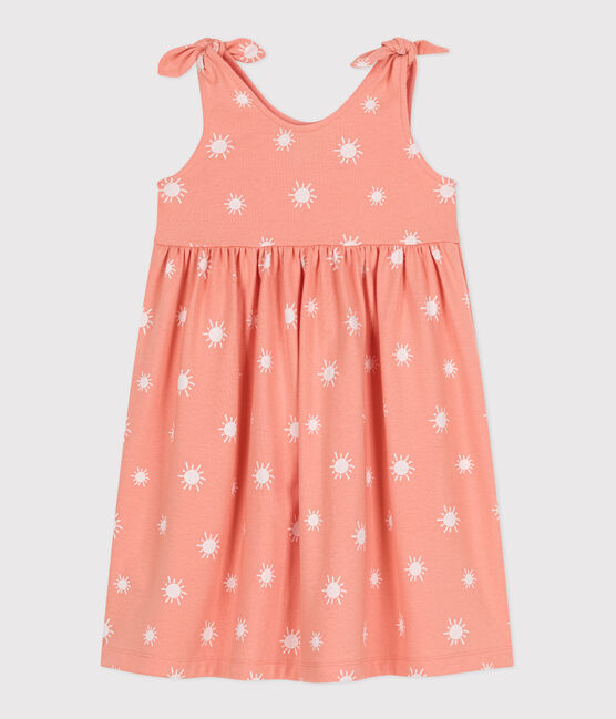 Abito senza maniche in cotone stampato bambina arancione ABRICOT/ MARSHMALLOW