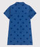 Abito a maniche corte in cotone a cuori bambina blu ALASKA FONCE/ MEDIEVAL