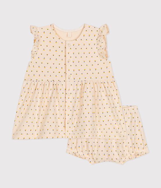 Abito senza maniche con bloomer in jersey leggero neonato bianco AVALANCHE/ MULTICO