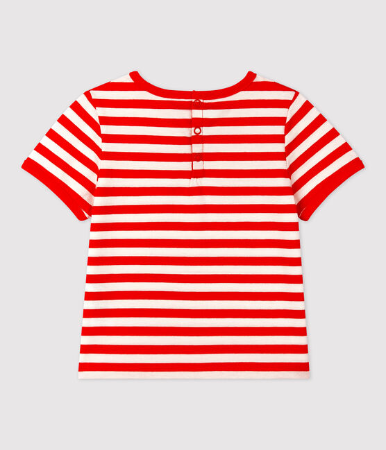 T-shirt bebè a maniche corte in jersey a righe rosso PEPS/bianco MARSHMALLOW