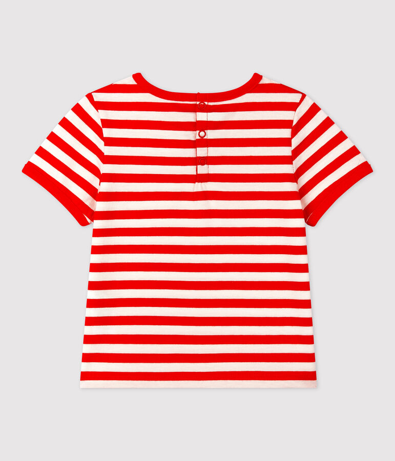 T-shirt beb&egrave; a maniche corte in jersey a righe rosso PEPS/bianco MARSHMALLOW