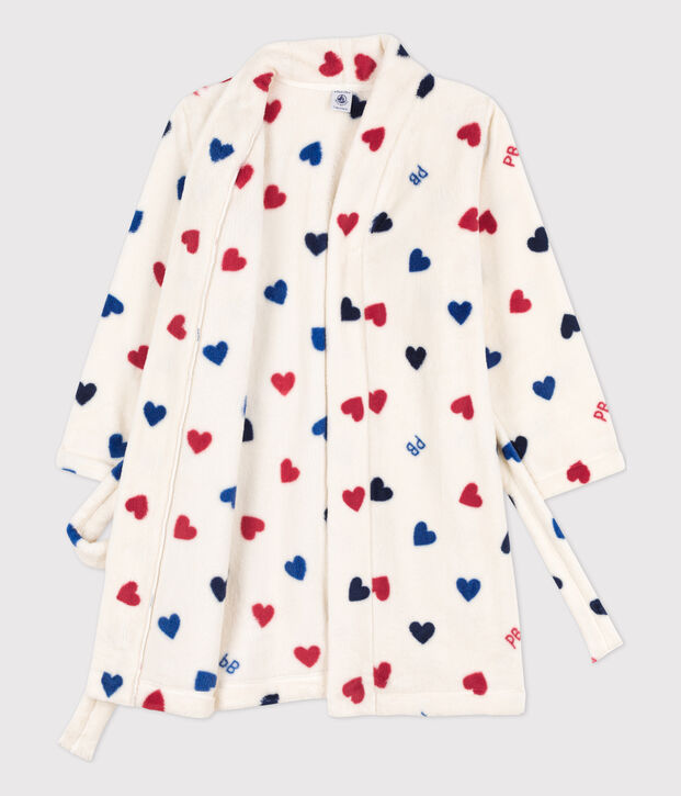 Vestaglia in pile unisex ecru/multicolore