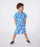 Camicia a maniche corte in cotone con stampa bambino blu MARSHMALLOW/ PORCELANA