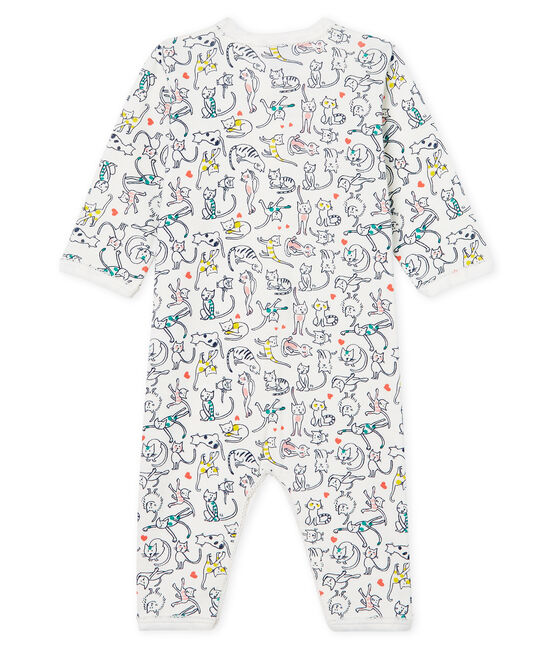 Tutina senza piedi a costine da neonata bianco MARSHMALLOW/bianco MULTICO