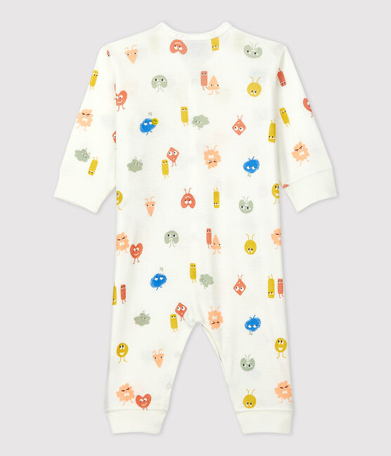 Tutina pigiama senza piedi bebè in cotone e lyocell bianco MARSHMALLOW/bianco MULTICO